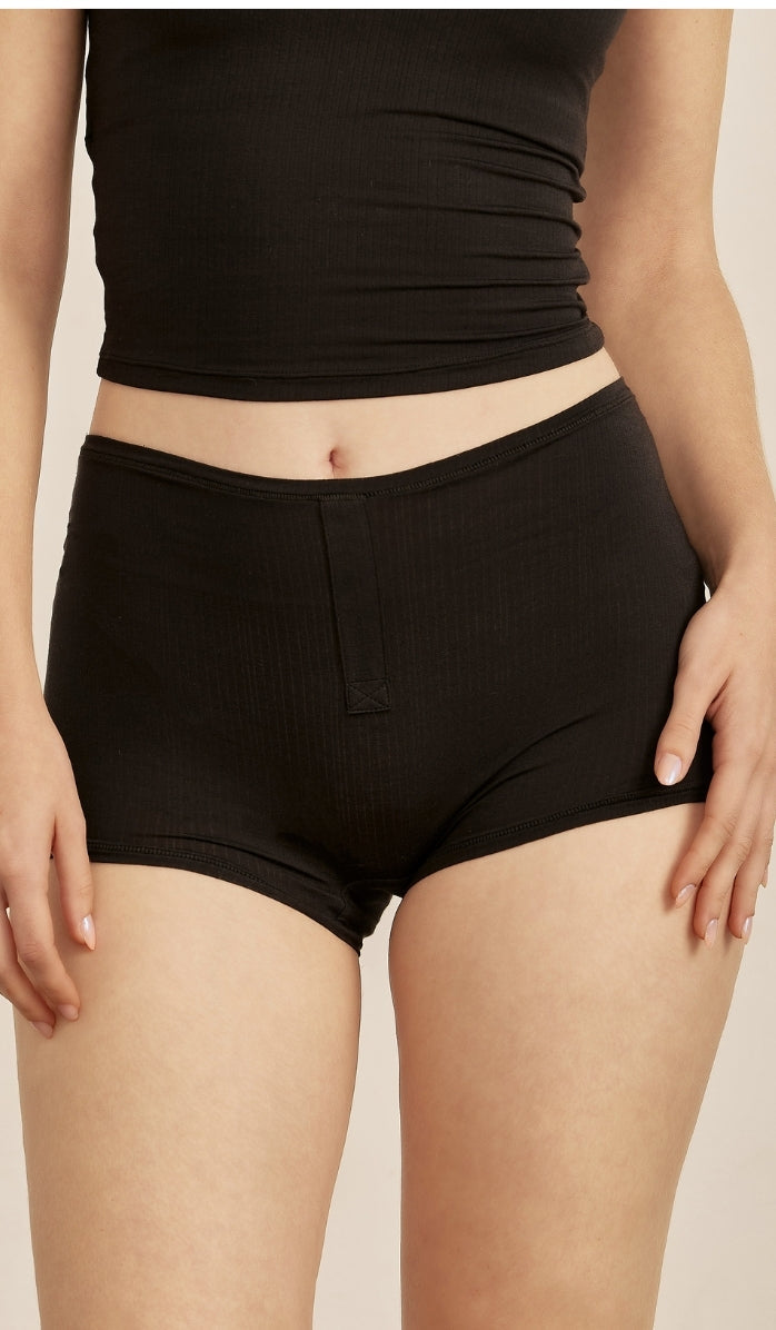 BUTTER SOFT RIB - Black Boyshorts