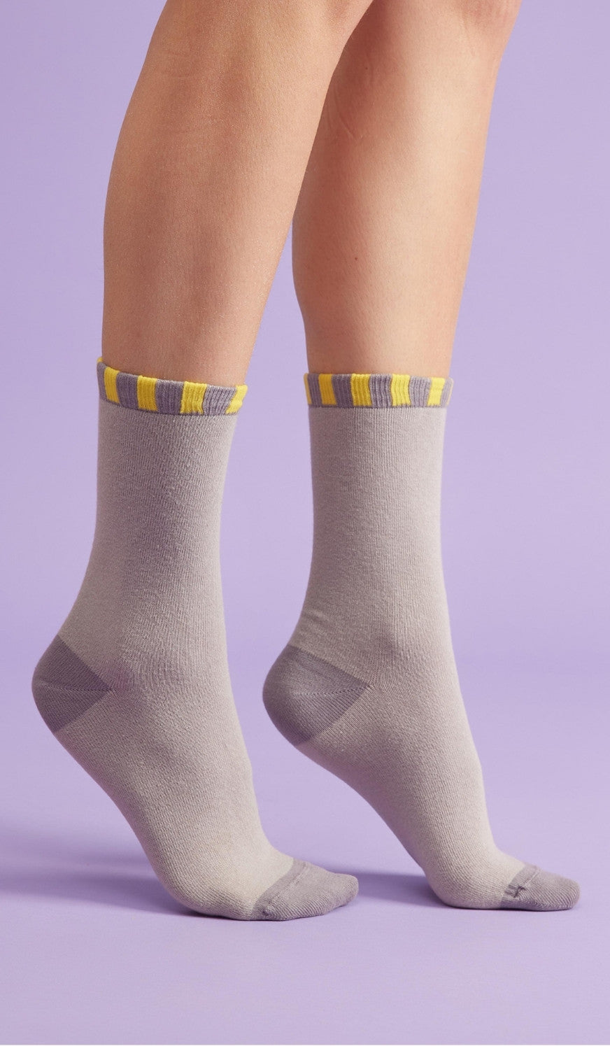 SOLID LINED YELLOW - Cotton socks