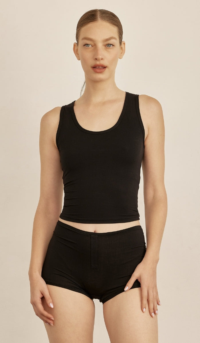 BUTTER SOFT RIB - Black Boyshorts