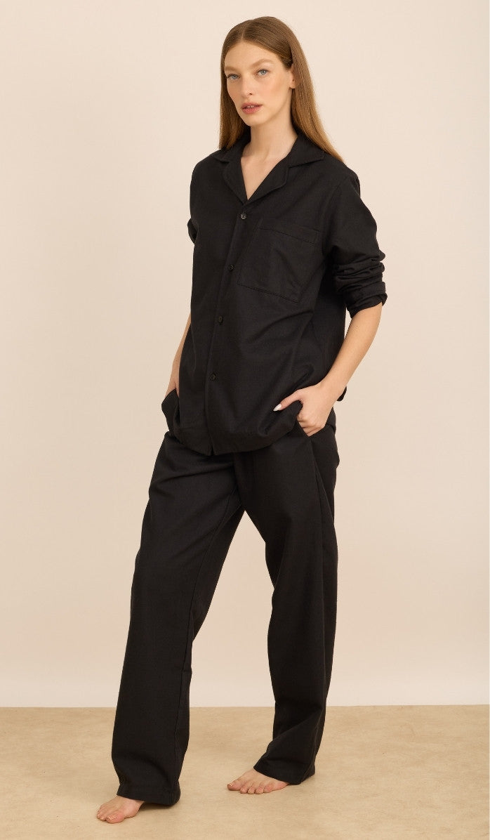 Flannel Button-Up Set - James Black