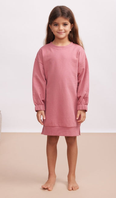 Girls' Sweatshirt Dress - Daffy - Dusty Pink