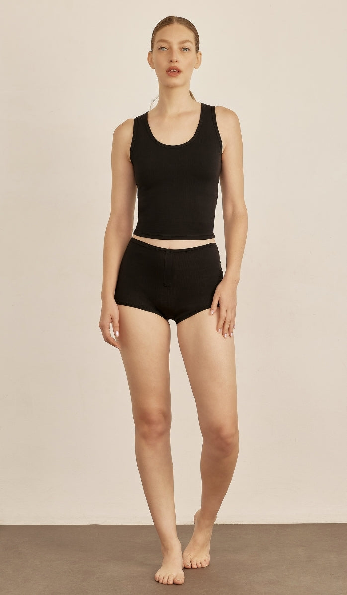 BUTTER SOFT RIB - Black cropped tank