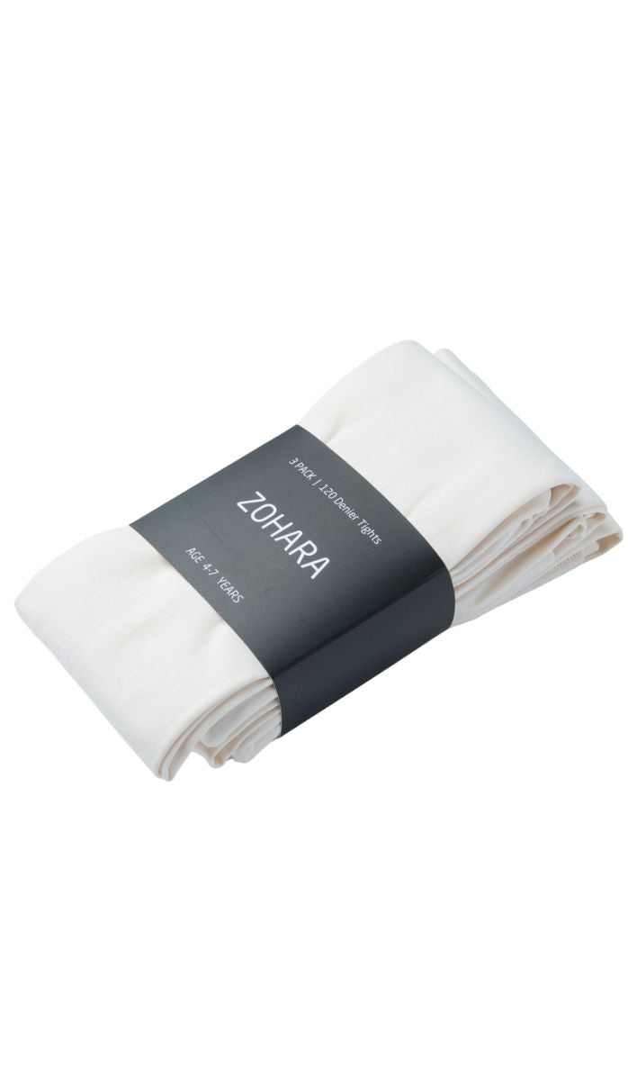 Girls' Basic Tights Set - Cream