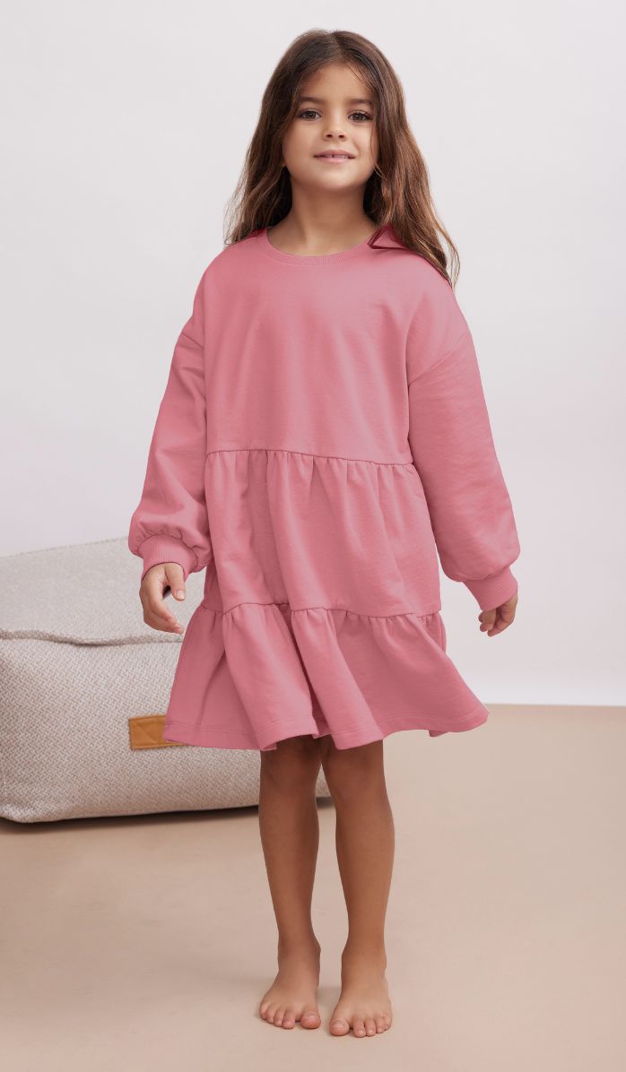 Girls' Sweatshirt Dress - Ariel - Dusty Pink (2)