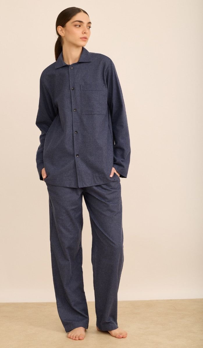 Flannel Button-Up Set - James Denim Blue