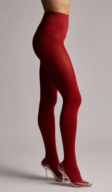 90 Denier Elastic Waist Tights - Red