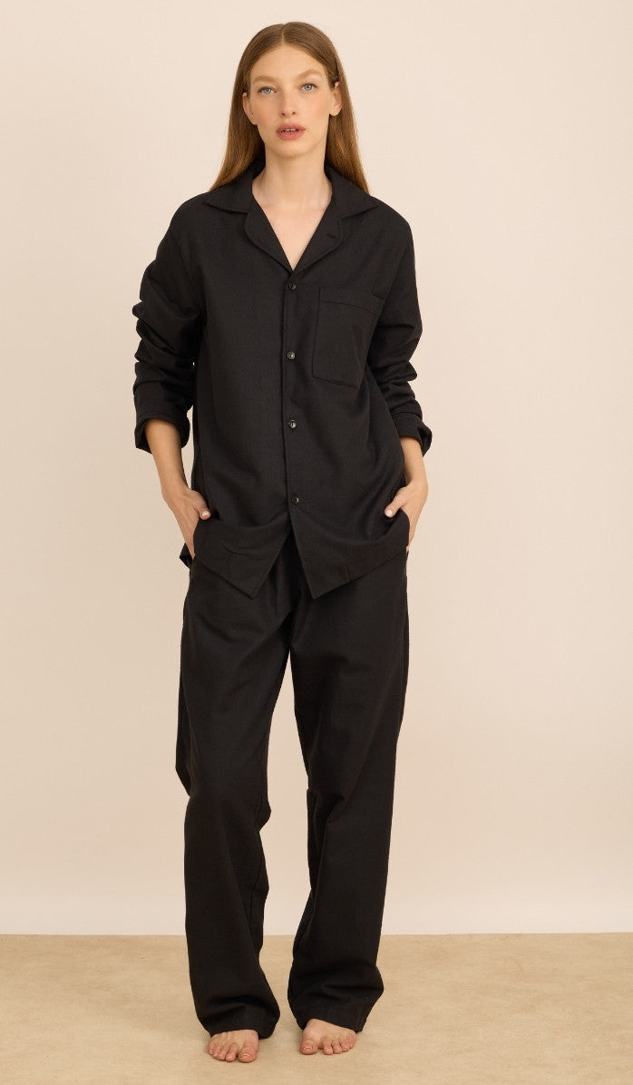Flannel Button-Up Set - James Black