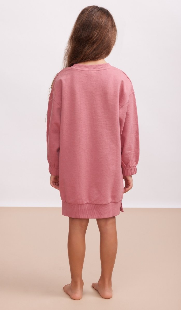 Girls' Sweatshirt Dress - Daffy - Dusty Pink (2)