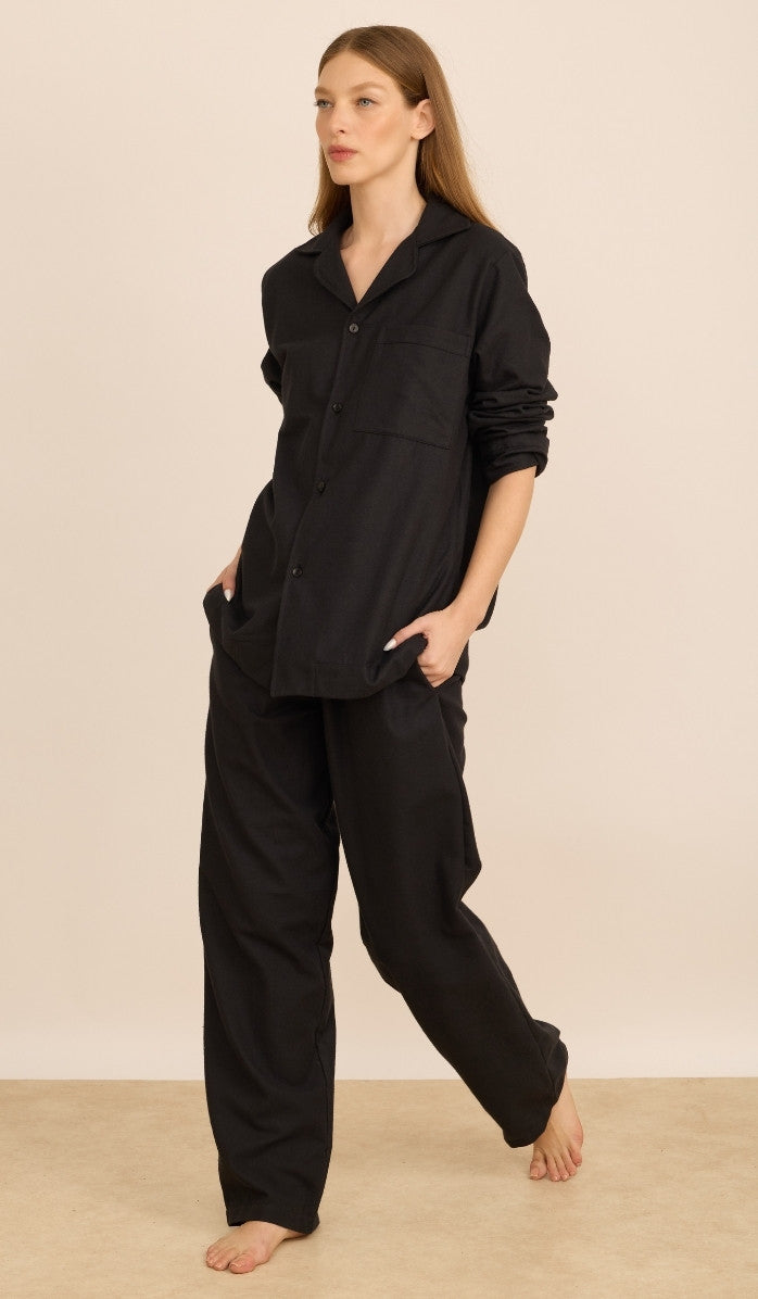 Flannel Button-Up Set - James Black