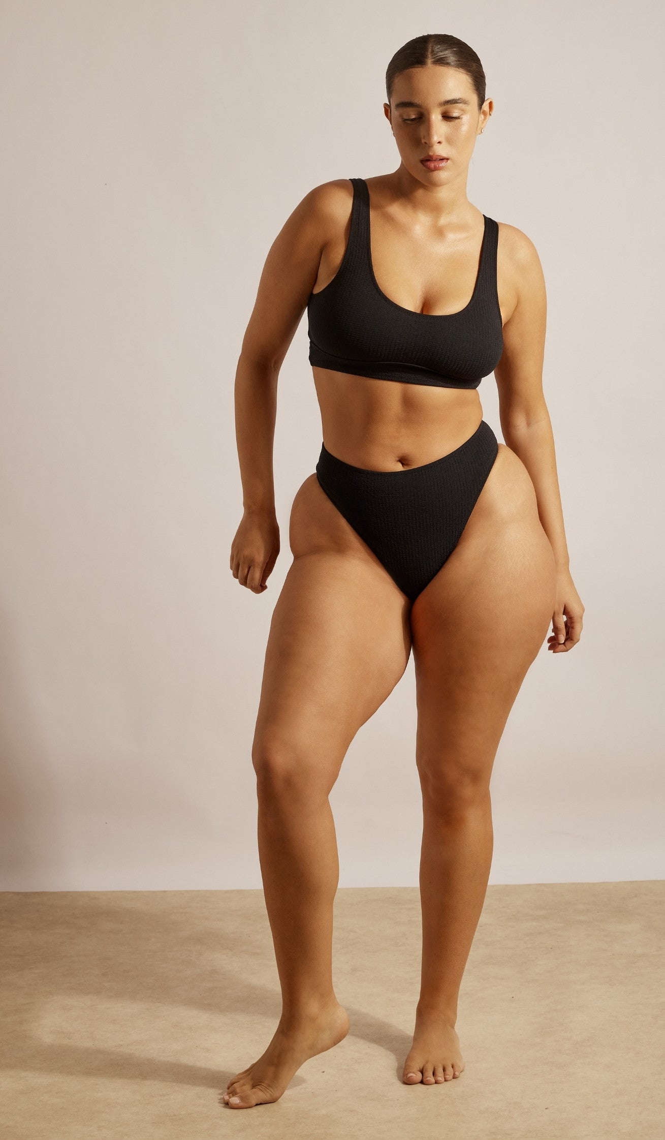 Eliana Bikini Top - Black Waffle