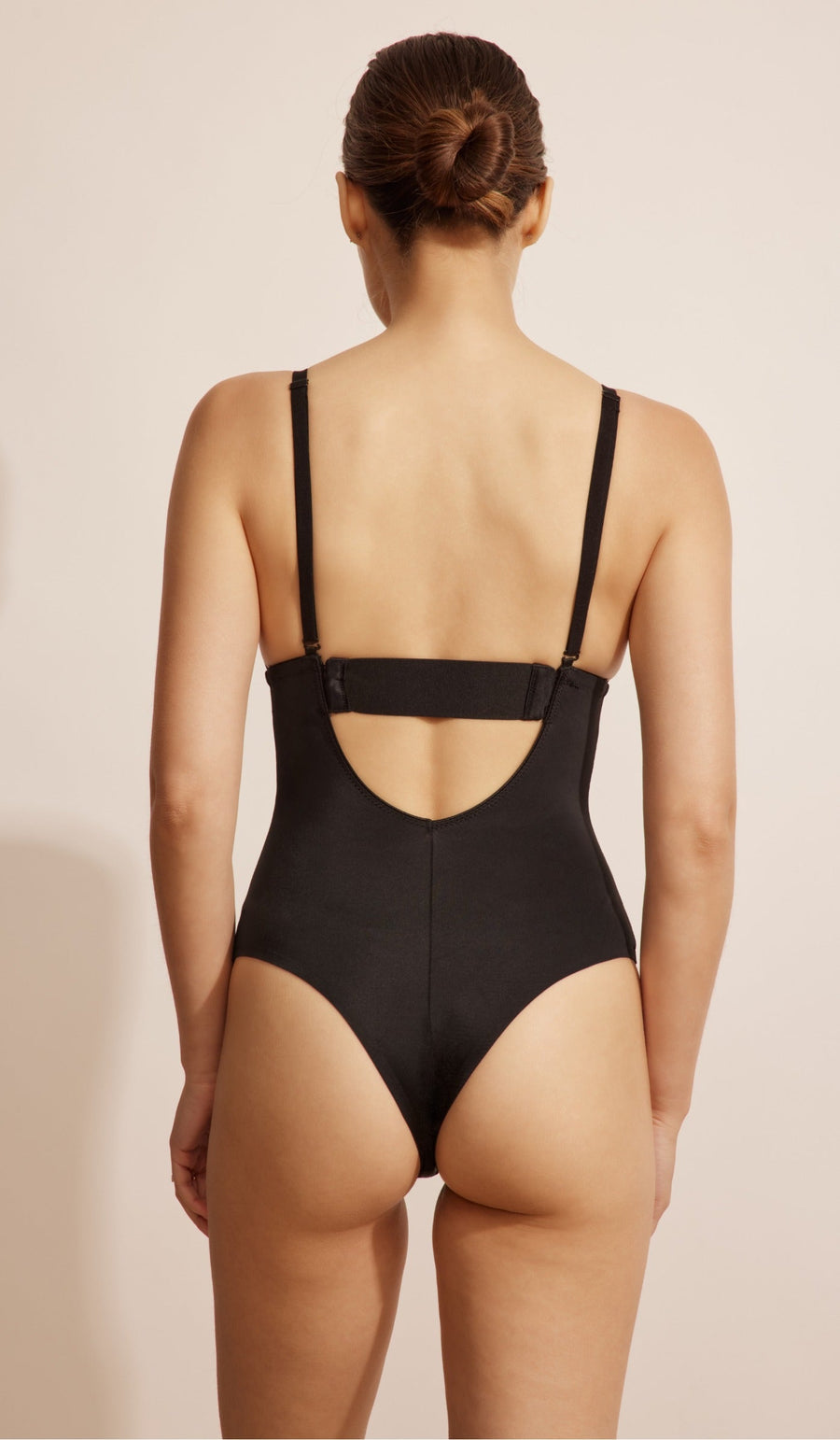 SCULPTING DEEP-NECKLINE BODYSUIT - BLACK