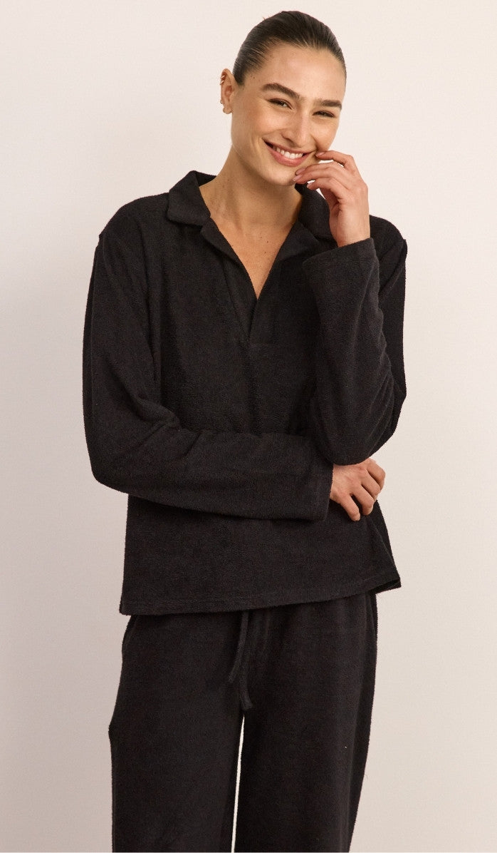 Bouclé Polo Set - Black