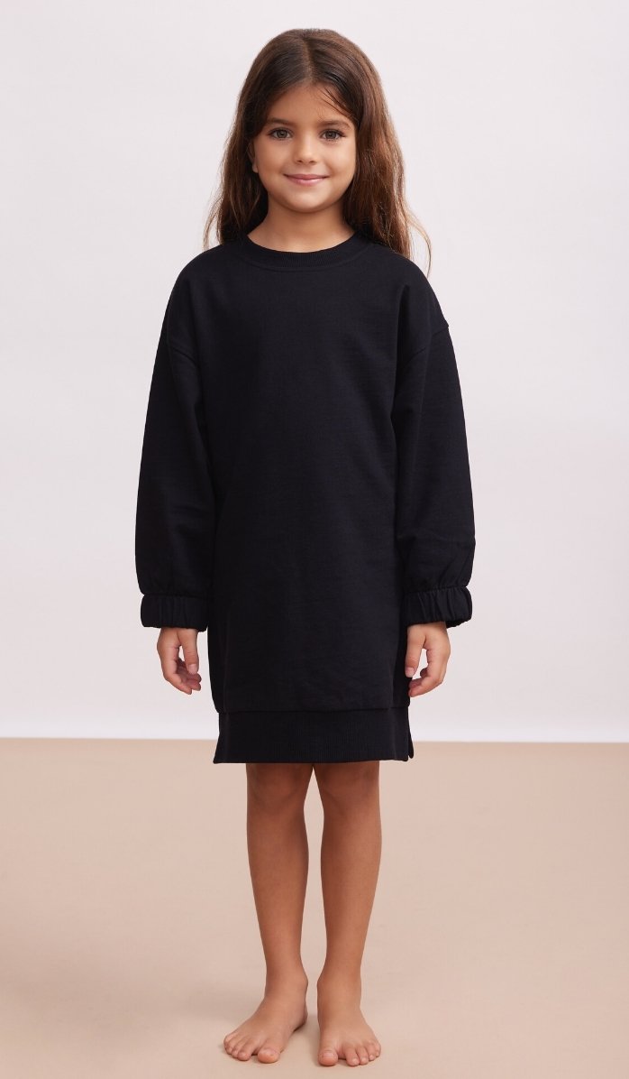 Girls' Sweatshirt Dress - Daffy - Black