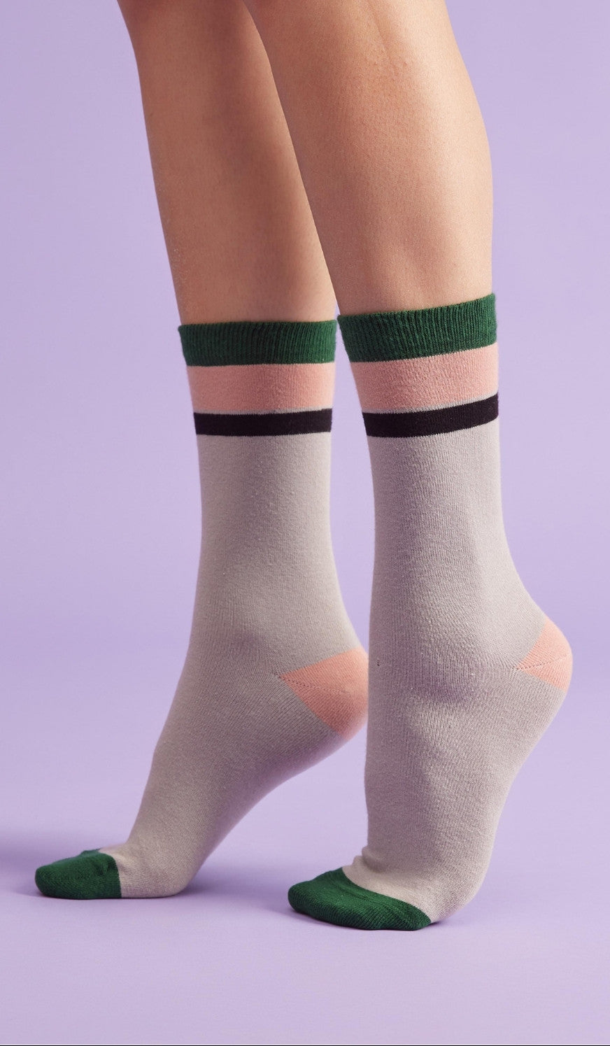 SOLID STRIPE GRAY - Cotton socks