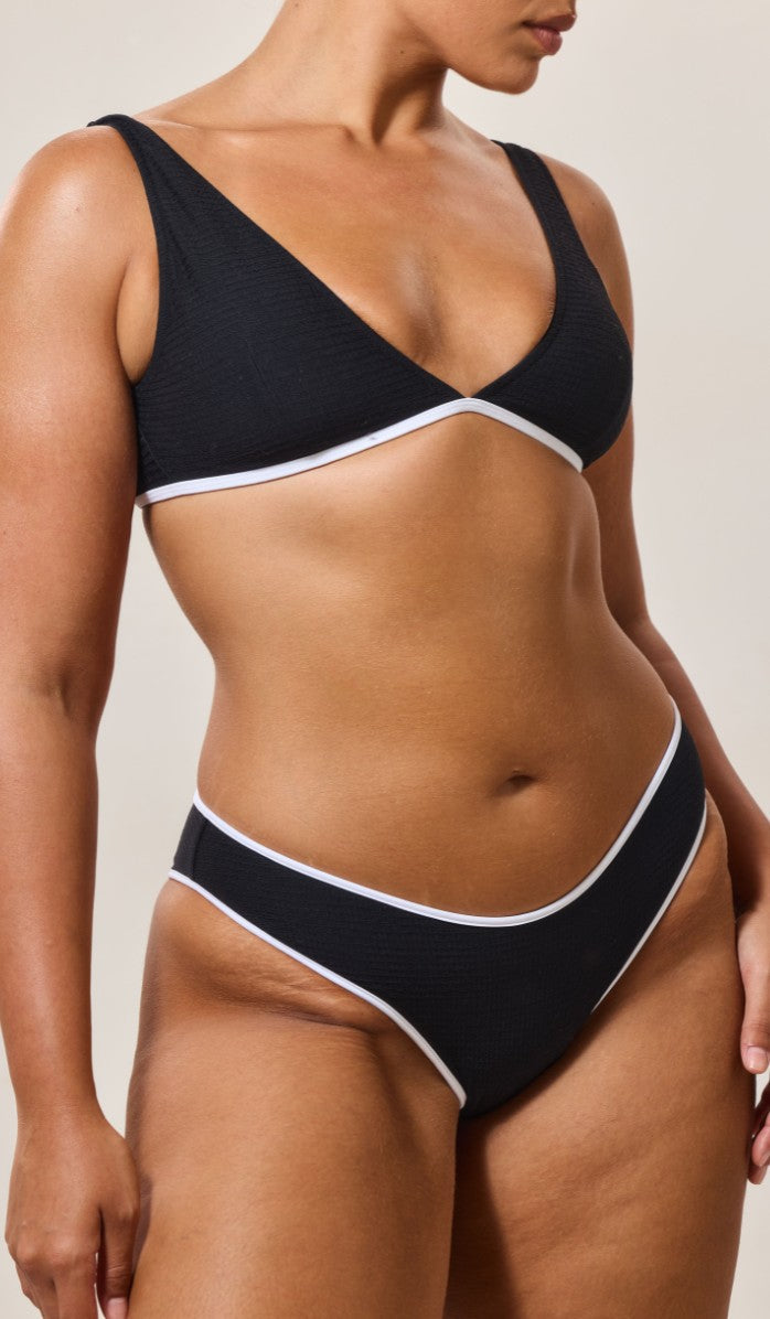 Rhea Bikini Top - Black Waffle