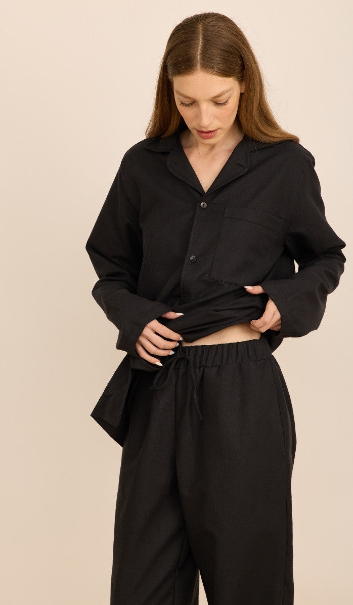 Flannel Button-Up Set - James Black