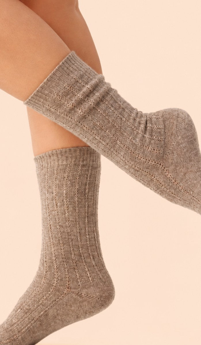 Wool Socks - Beige Melange