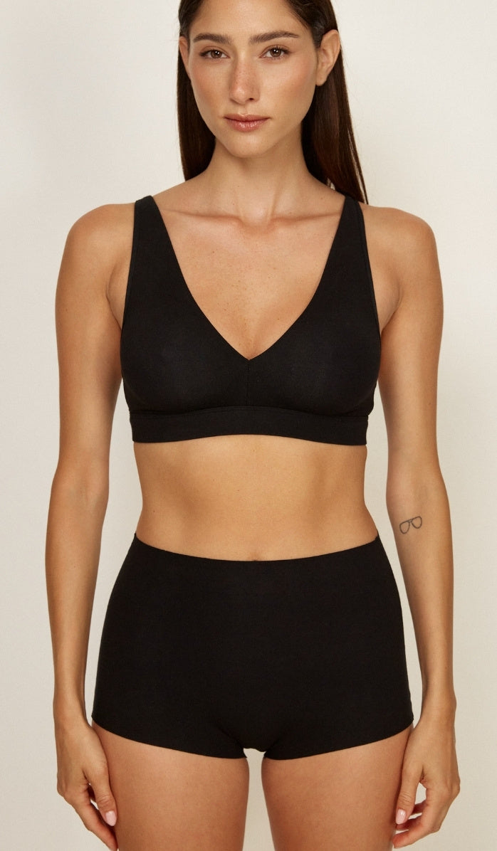 Cotton Bra with Wide Straps - Black (6)