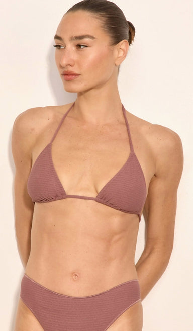 Amber Bikini Top - Dusty Pink Waffle