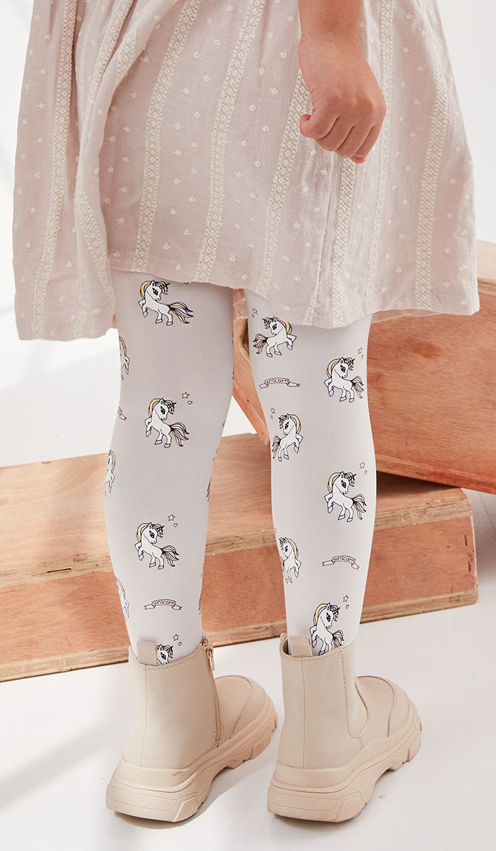 Girls' Opaque Tights - Magic Tale Cream - Side View