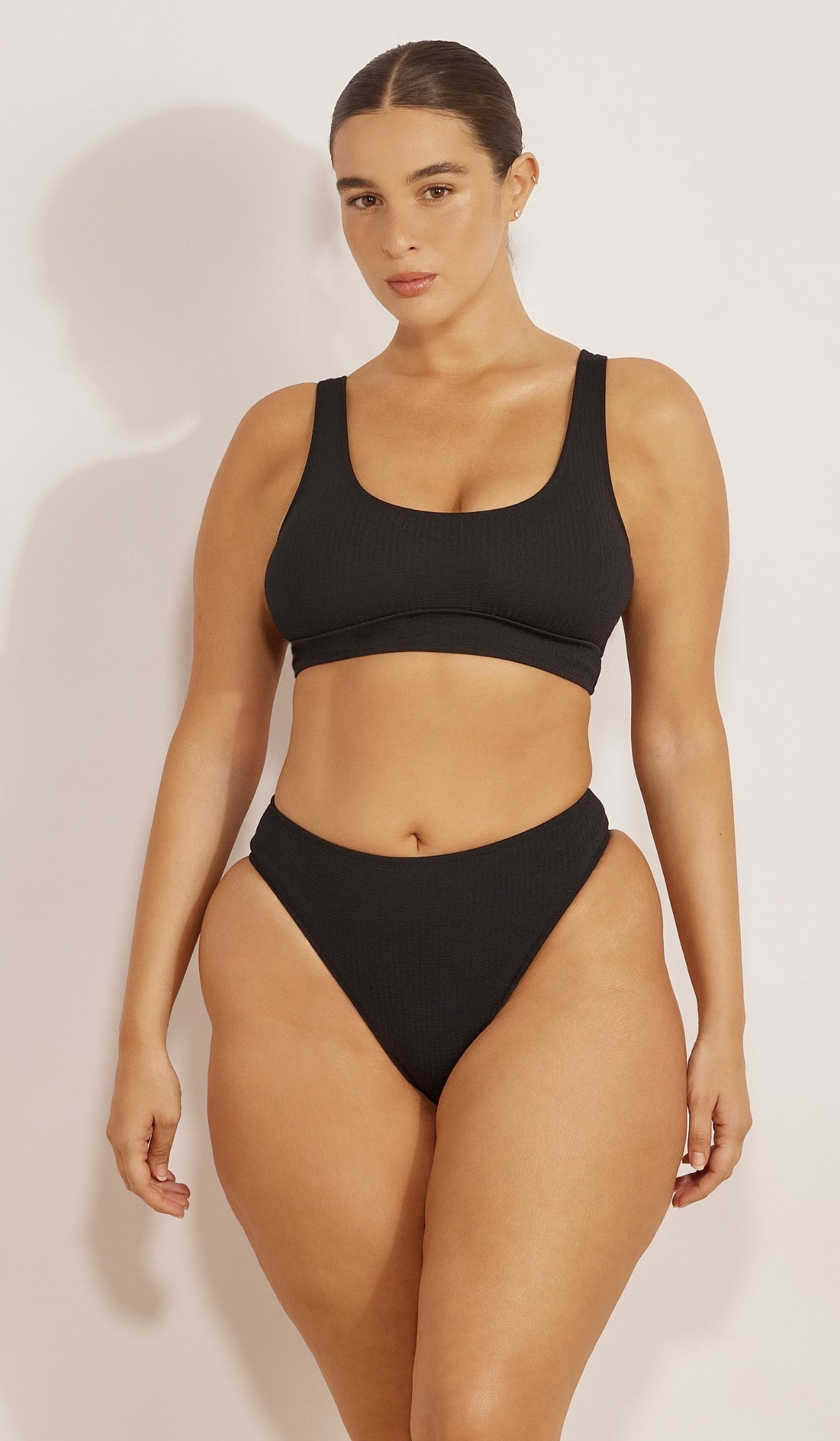 Eliana Bikini Top - Black Waffle