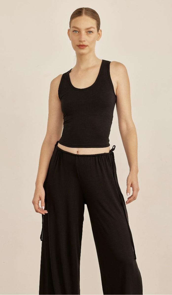 Micro Modal Tank Top with Built-in Bra - Black
