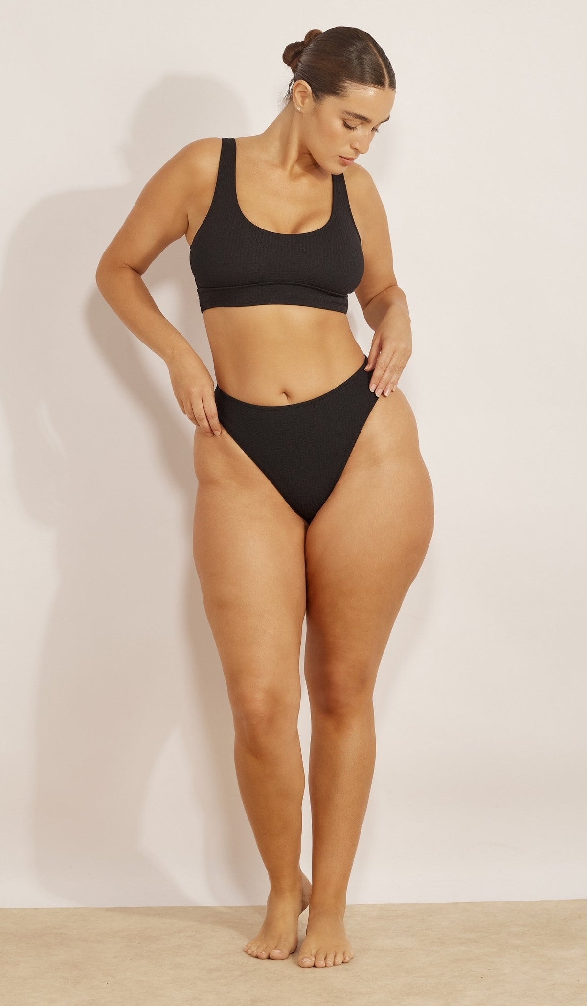Luna Bikini Bottom - Black Waffle