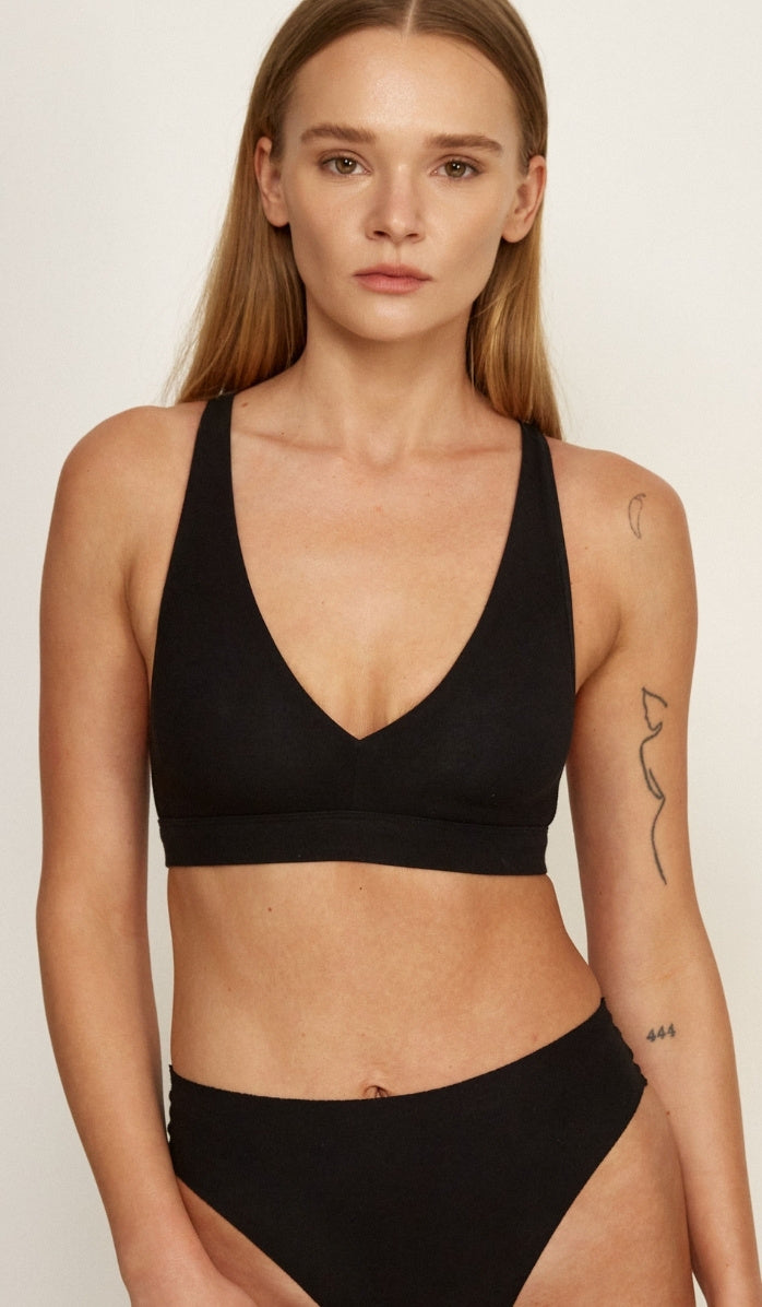 Cotton Bra with Wide Straps - Black (10)