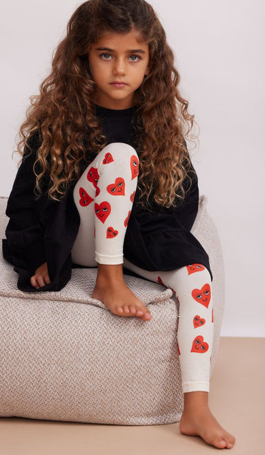 Girls' Footless Tights - Mr. Heart Cream