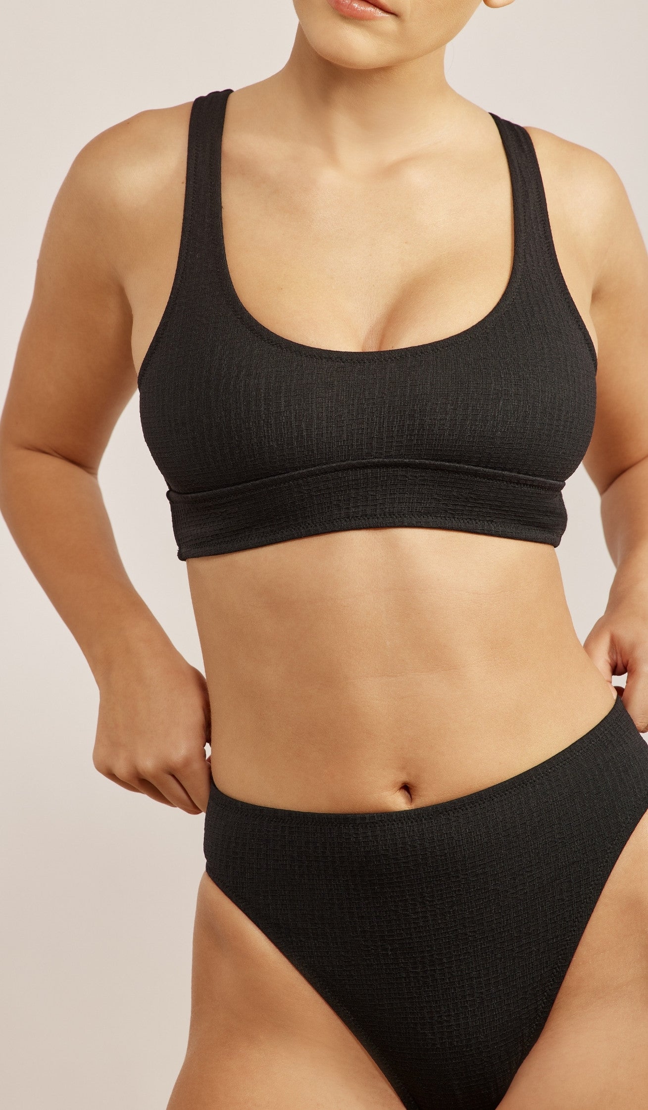 Eliana Bikini Top - Black Waffle