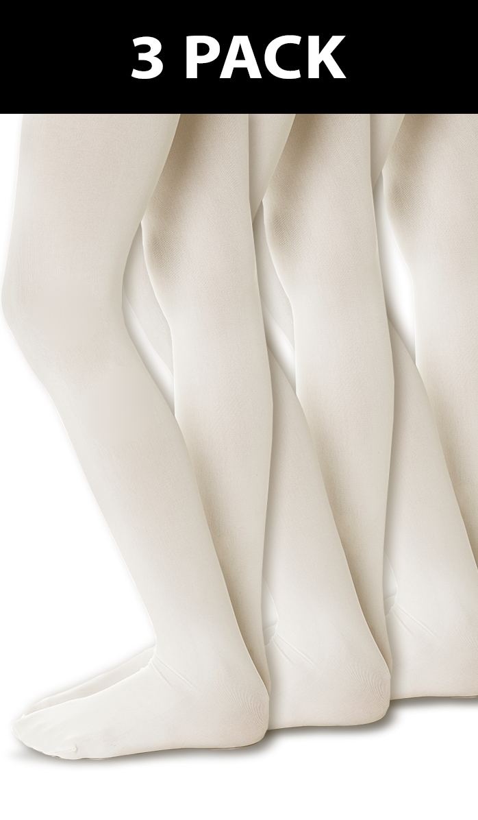 Girls' Basic Tights Set - Cream