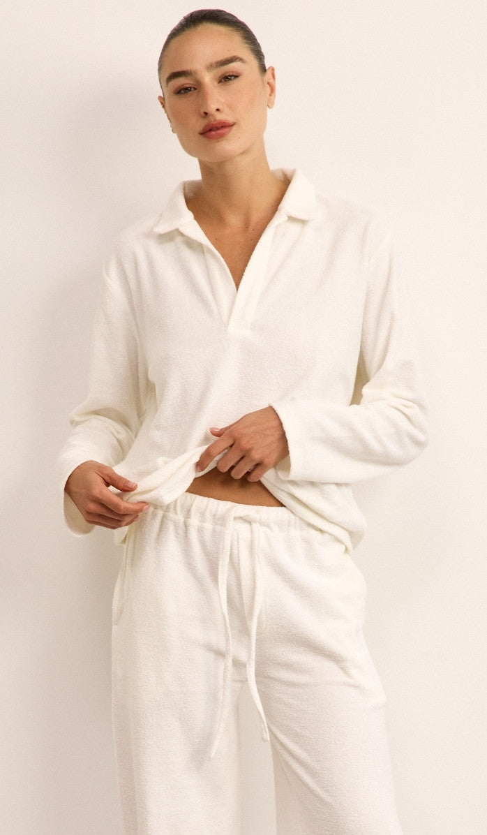 Bouclé Polo Set - White