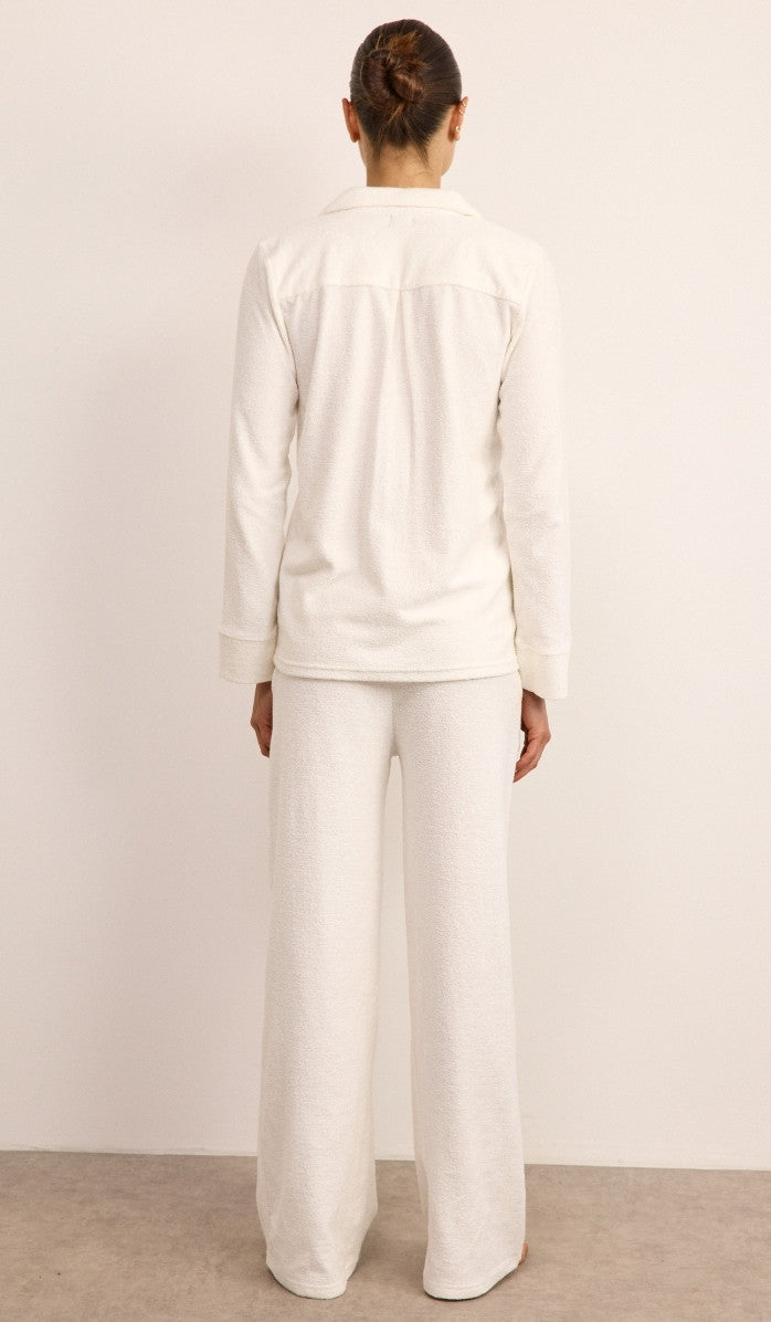 Bouclé Button-Up Set - White