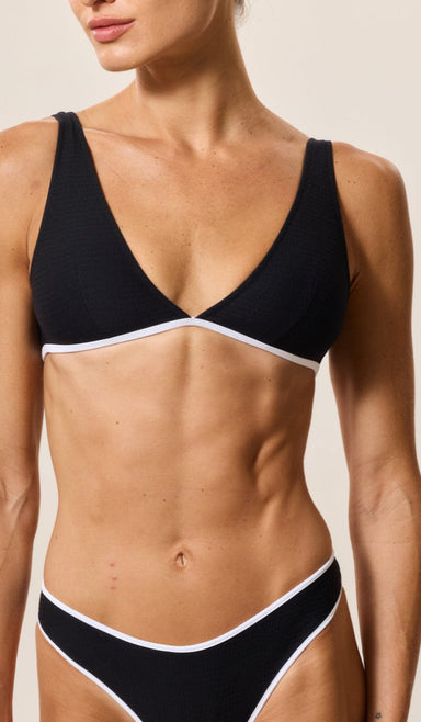 Rhea Bikini Top - Black Waffle