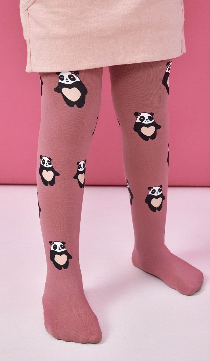 Girls tights - Miss Panda Pink