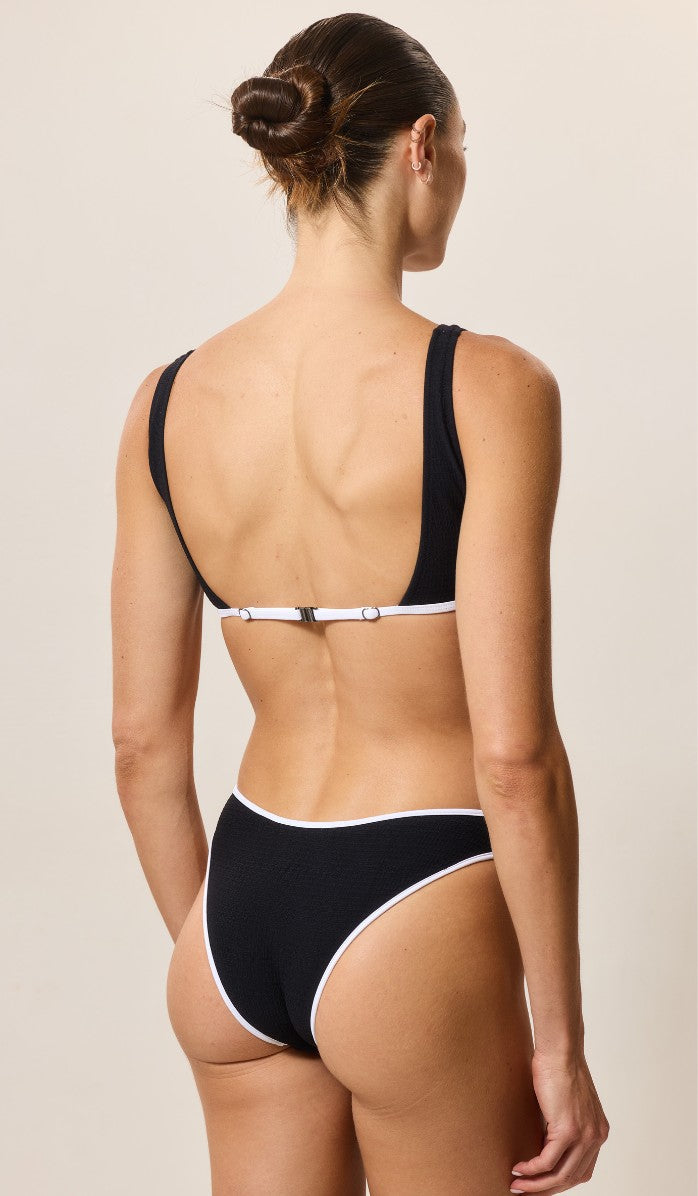 Rhea Bikini Top - Black Waffle