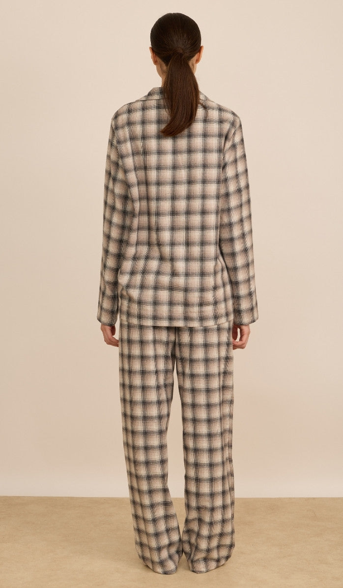 BILLIE beige plaid - Flannel PJ Set