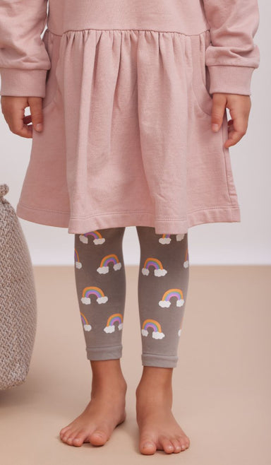 Girls' Footless Tights - Rainbow Kingdom Gray