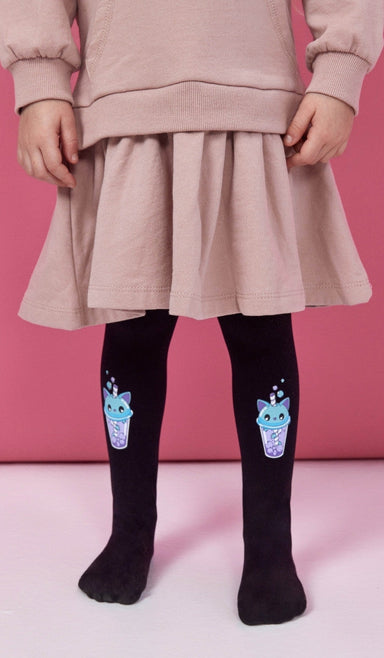 Girls' Opaque Tights - Milk Cat Black