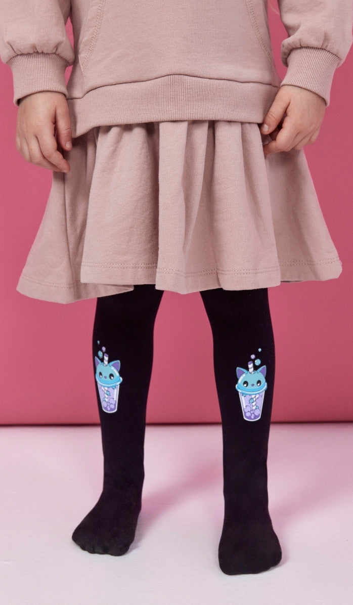 Girls' Opaque Tights - Milk Cat Black