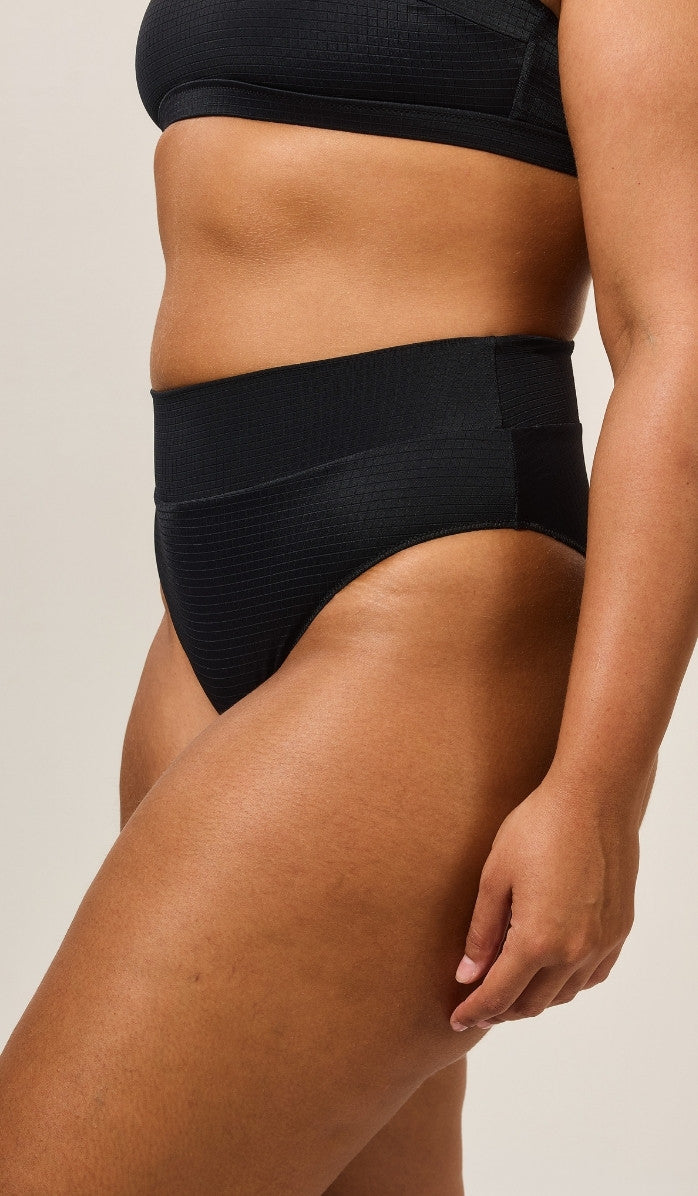 Emily Bikini Bottom - Black Micro Grid