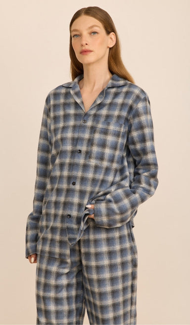 Flannel Button-Up Set - Billy Navy Plaid