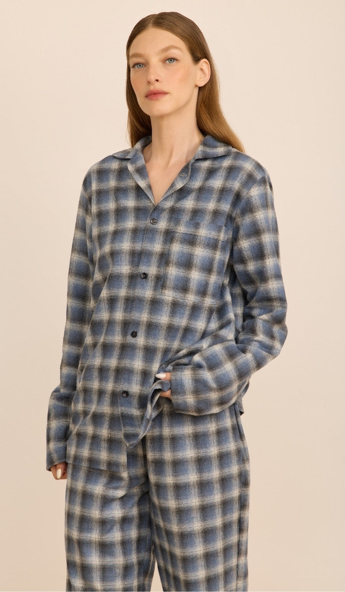 Flannel Button-Up Set - Billy Navy Plaid