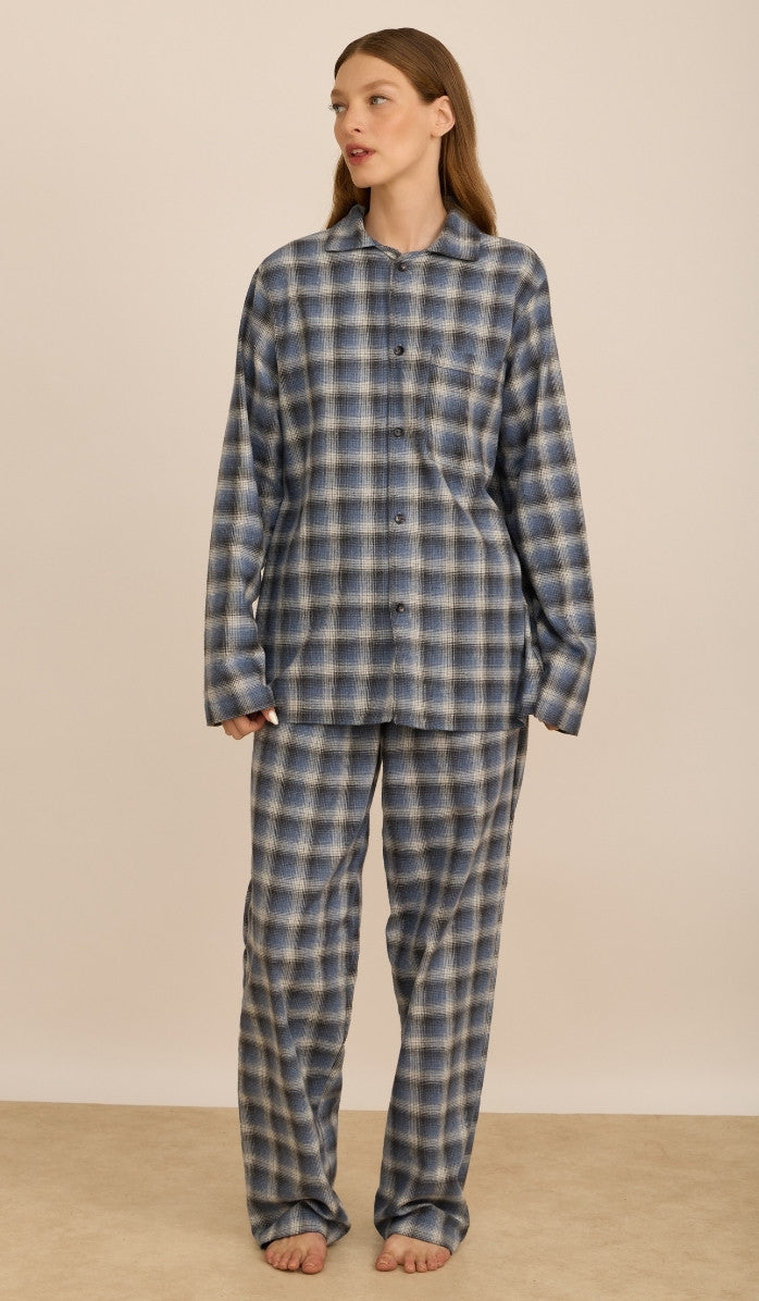 Flannel Button-Up Set - Billy Navy Plaid