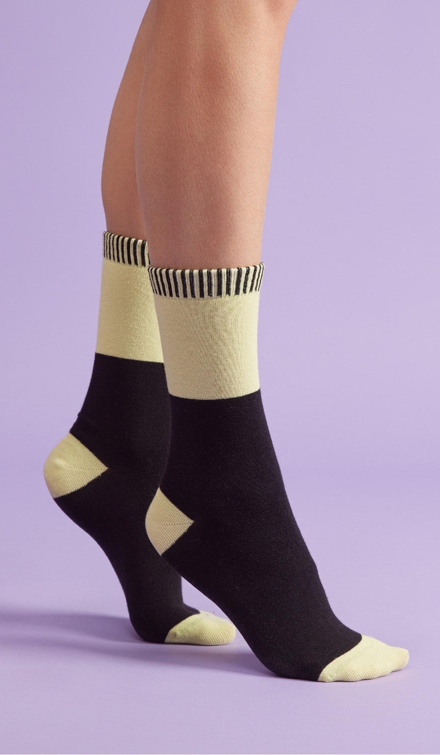 Cotton Socks - Color Block Lime