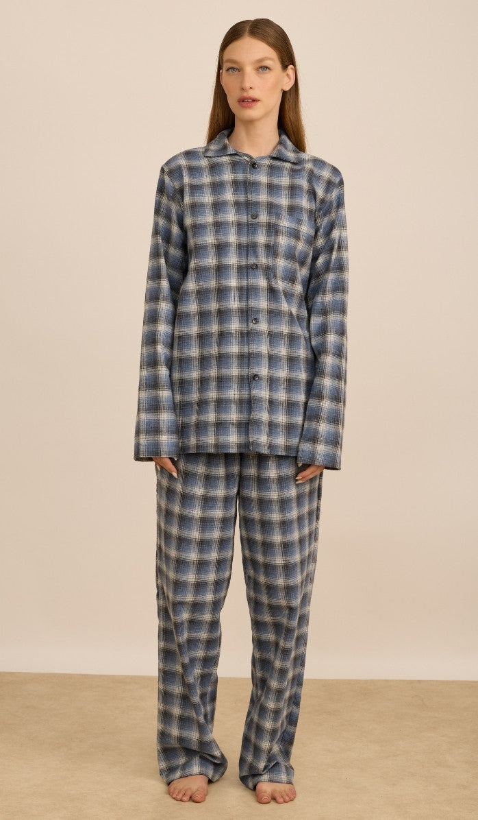 Flannel Button-Up Set - Billy Navy Plaid