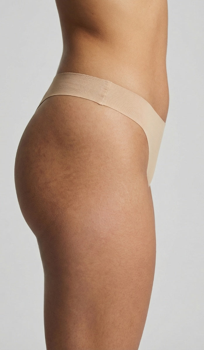 Seamless Cotton Panty - Thong Powder - Back View