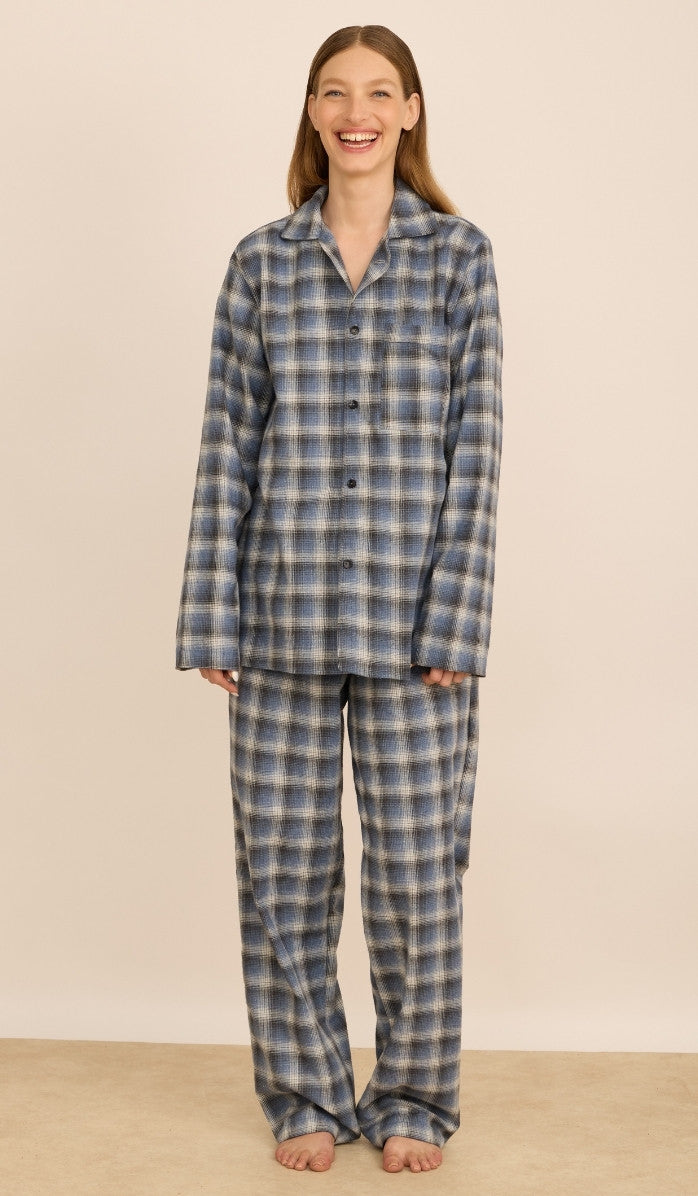 Flannel Button-Up Set - Billy Navy Plaid
