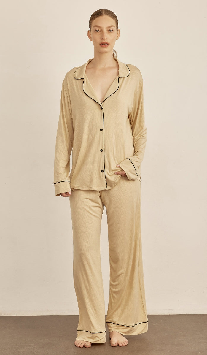 Micro Modal Button-Up Set - Sand