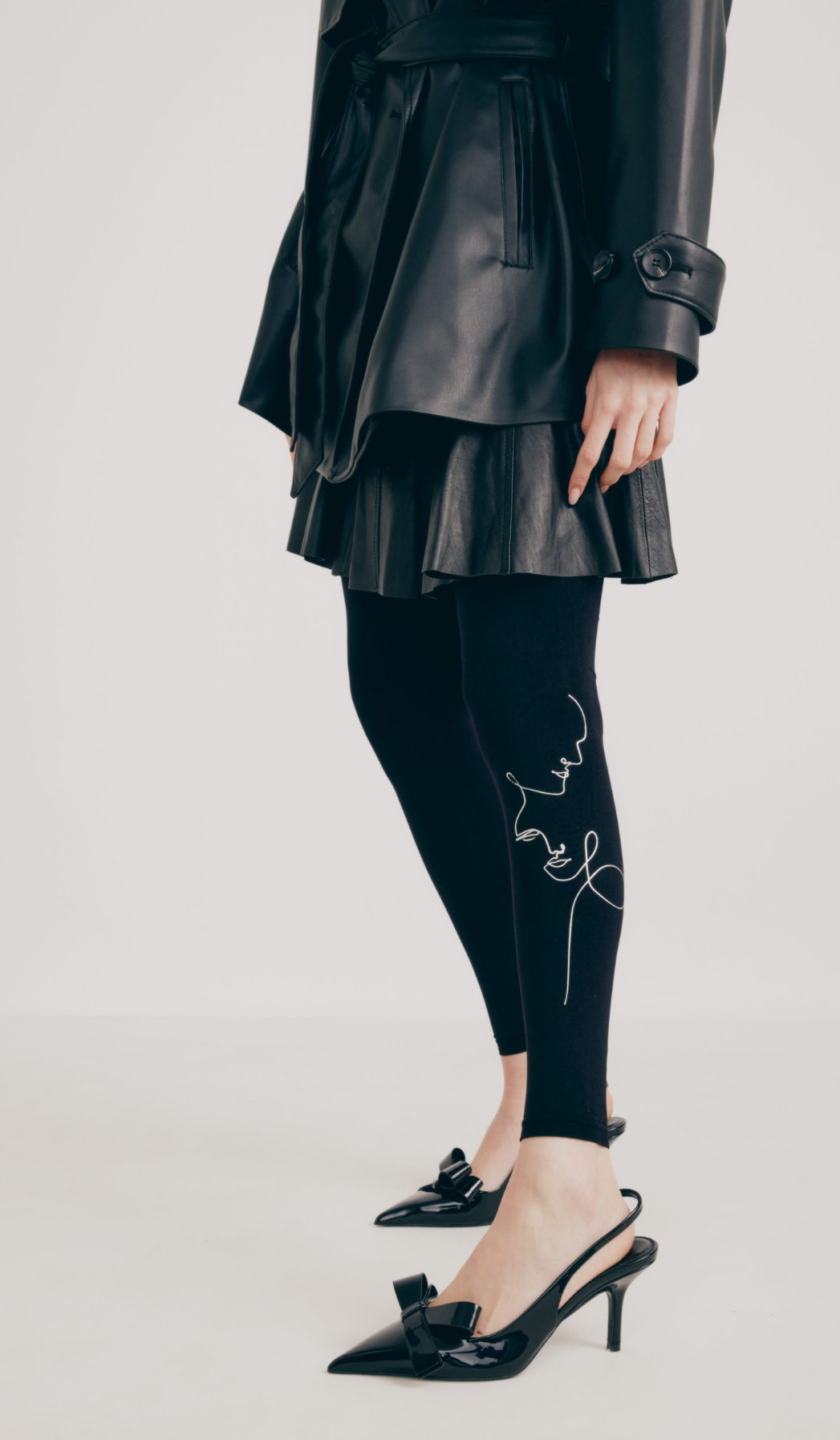 Women's Footless Tights - Connected Black